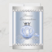 Invitation Cinderella Blue Silver Princesse Quinceanera (Devant)