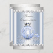 Invitation Cinderella Blue Silver Princesse Quinceanera (Devant / Derrière)