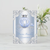 Invitation Cinderella Blue Silver Princesse Quinceanera (Debout devant)