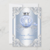 Invitation Cinderella Blue Silver Princesse Quinceanera (Devant)