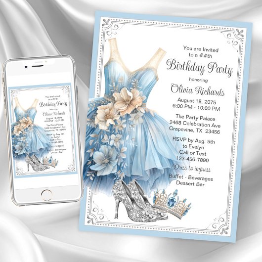 Invitation Cinderella Diamond Chaussures Anniversaire Fête