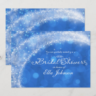 Invitation Cinderella Fête de Fiançailles Étincelante Bleu et