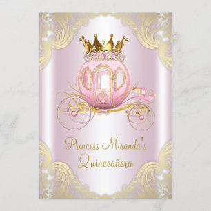 Invitation Cinderella Gold Princesse Quinceanera