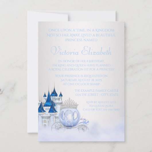 Invitation Cinderella Princess Anniversaire (Dos)