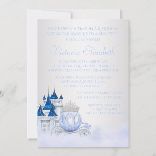 Invitation Cinderella Princess Anniversaire (Dos)