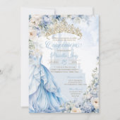 Invitation Cinderella Princess Blue Fairytale Quinceañera (Devant)
