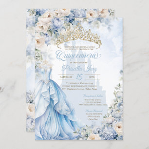 Invitation Cinderella Princess Blue Fairytale Quinceañera