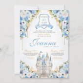 Invitation Cinderella Princess Castle Light Blue Quinceanera (Devant)