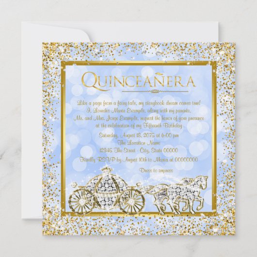 Invitation Cinderella Princess Horse Carriage Quinceanera (Devant)