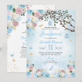 Invitation Cinderella Princess Jardin enchanté Quinceanera (Devant / Derrière)