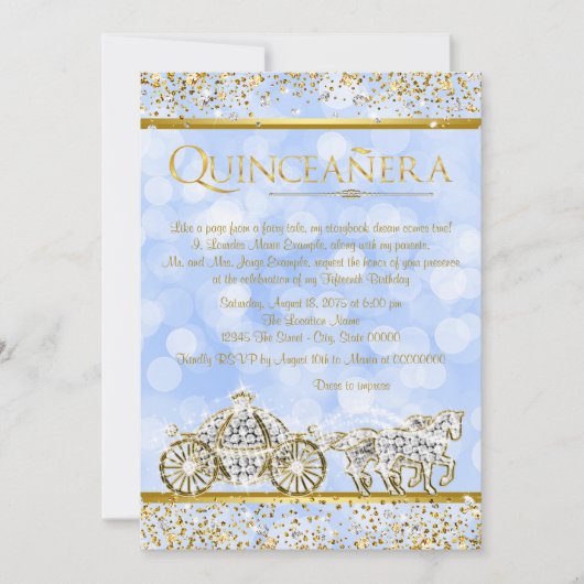Invitation Cinderella Princesse Cheval Carrosse Quinceanera (Devant)