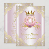 Invitation Cinderella Rose Gold Princesse Quinceanera (Devant / Derrière)