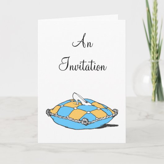 Invitation Cinderella Slipper Turquoise Orange Coussin Custom (Devant)