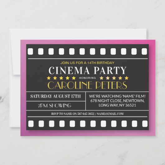 Invitation Cinéma Anniversaire Fête N'importe quel âge Théâtr (Devant)