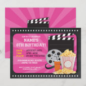 Invitation Cinéma de nuit Cinéma de fête d'anniversaire Visit (Devant / Derrière)