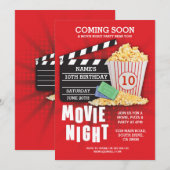 Invitation Cinéma de nuit Cinéma fête d'anniversaire Invitati (Devant / Derrière)