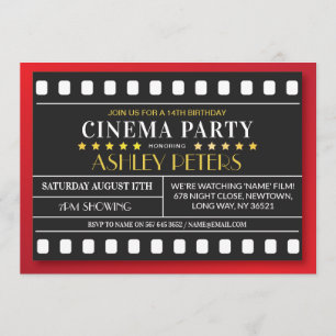 Invitation Cinéma Fête d'anniversaire n'importe quel âge Théâ