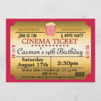 Cinema Movie Ticket Popcorn Party Événement Invita