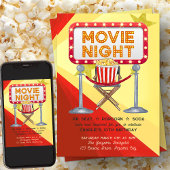 Invitation Cinéma Nuit Cinéma Popcorn Fête Anniversaire
