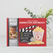 Invitation Cinéma Nuit Rouge Cinéma Anniversaire Fête Photo (Debout devant)