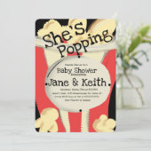 Invitation Cinéma Popcorn Party Main rouge Tirée Babyshower (Debout devant)