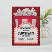 Invitation Cinéma rétro - Symbole et Popcorn Anniversaire Soi (Debout devant)