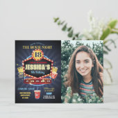 Invitation Cinéma Soirée Anniversaire Popcorn Film Photo (Debout devant)