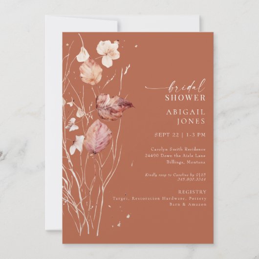 Invitation Cinnamon Automne Gold Texte Bridal Douche Invitati (Devant)