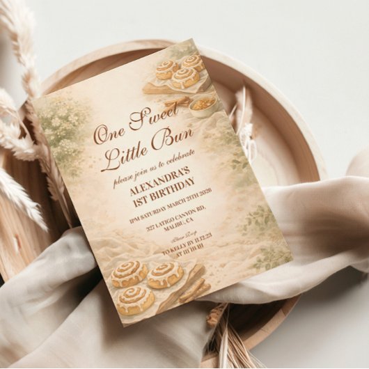 Invitation Cinnamon Bakery Little Bun 1st Birthday