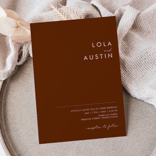 Invitation Cinnamon foncé simple du désert tout en une invita