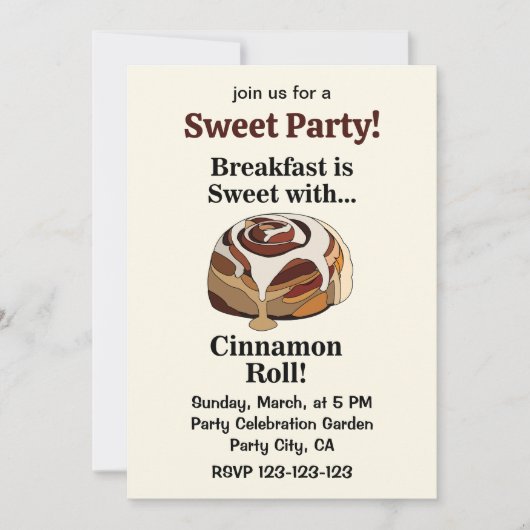 Invitation Cinnamon Rolls Cute Swete Breakfast (Devant)