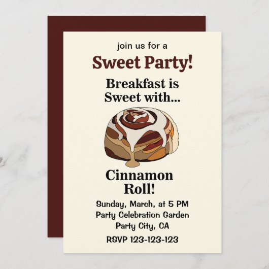 Invitation Cinnamon Rolls Cute Swete Breakfast (Devant / Derrière)