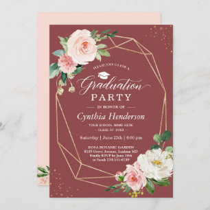 Invitation Cinnamon Rose Blush Floral 2024 Graduation Party