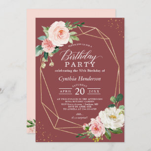 Invitation Cinnamon Rose Blush rose Floral fête d'anniversair