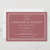 Invitation Cinnamon Rose Classic Simple Elegant Frame Mariage (Devant)