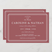 Invitation Cinnamon Rose Classic Simple Elegant Frame Mariage (Devant / Derrière)