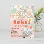 Invitation Cinq a Vibe Super Retro Rainbow 5e anniversaire (Debout devant)