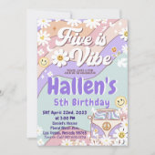 Invitation Cinq a Vibe Super Retro Rainbow 5e anniversaire (Devant)