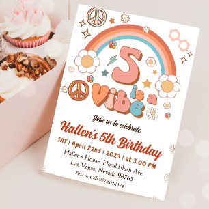 Invitation Cinq a Vibe Super Retro Rainbow 5e anniversaire