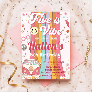 Invitation Cinq a Vibe Super Retro Rainbow 5e anniversaire