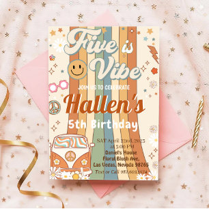 Invitation Cinq a Vibe Super Retro Rainbow 5e anniversaire