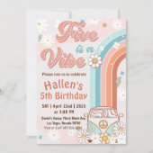 Invitation Cinq a Vibe Super Retro Rainbow 5e anniversaire (Devant)