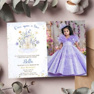 Invitation Cinq anniversaire fête un Château Princesse Photo 