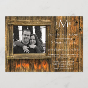 Invitation Cinq ans de mariage Bois de grange