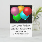 Invitation Cinq Ballons d'anniversaire grande impression (Debout devant)