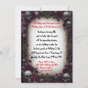 Invitation Cinq crânes et fleurs pour une fête d'anniversaire
