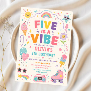 Invitation Cinq est une ambiance Anniversaire coloré