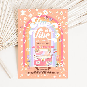 Invitation CINQ est une ambiance Daisy Groovy 5e anniversaire