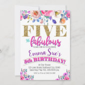 Invitation Cinq et fabuleuses filles Floral 5e anniversaire (Devant)