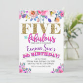 Invitation Cinq et fabuleuses filles Floral 5e anniversaire (Debout devant)